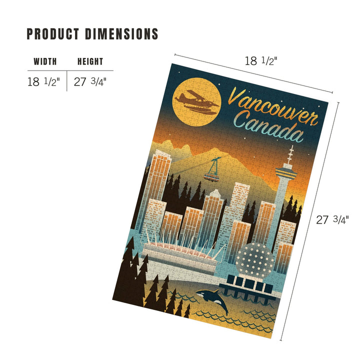 Vancouver, Canada, Retro Skyline Chromatic Series, Jigsaw Puzzle Puzzle Lantern Press 