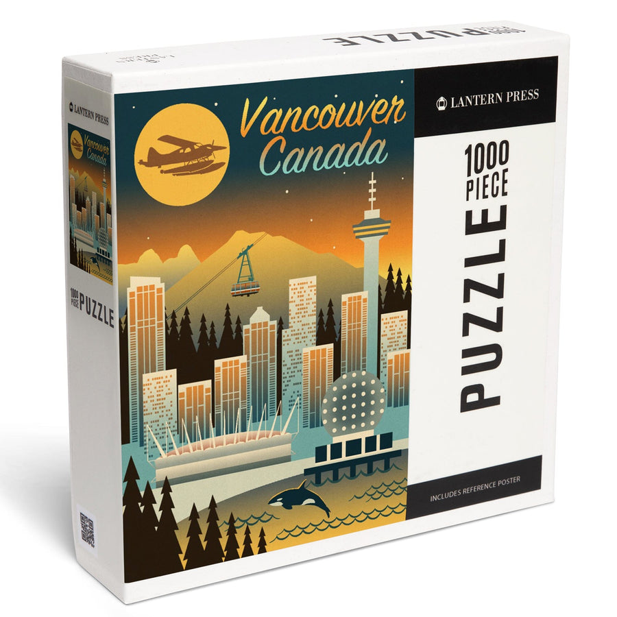 Vancouver, Canada, Retro Skyline Chromatic Series, Jigsaw Puzzle Puzzle Lantern Press 
