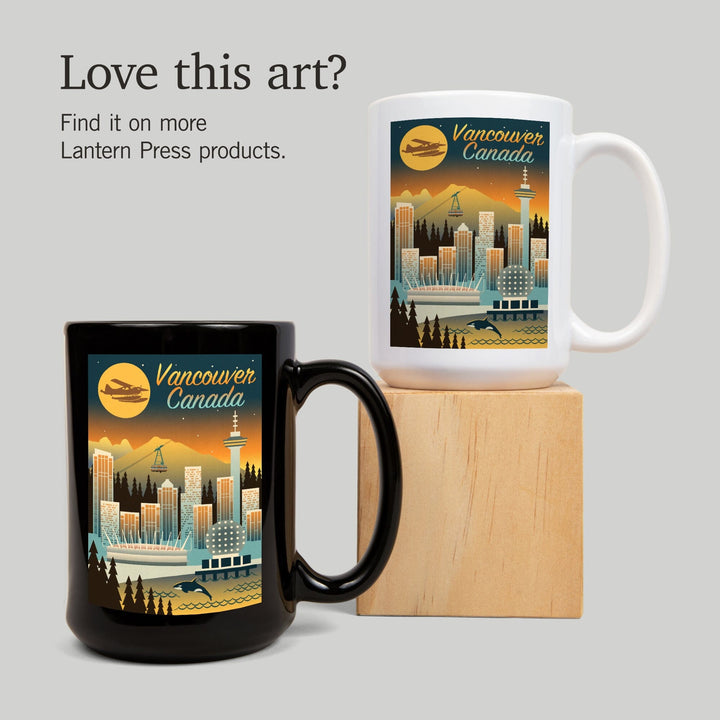 Vancouver, Canada, Retro Skyline Chromatic Series, Lantern Press Artwork, Ceramic Mug Mugs Lantern Press 