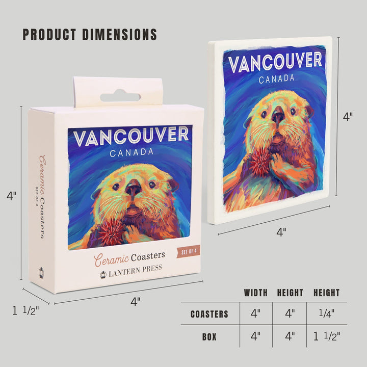 Vancouver, Canada, Sea Otter, Vivid Series, Coasters Coasters Lantern Press 