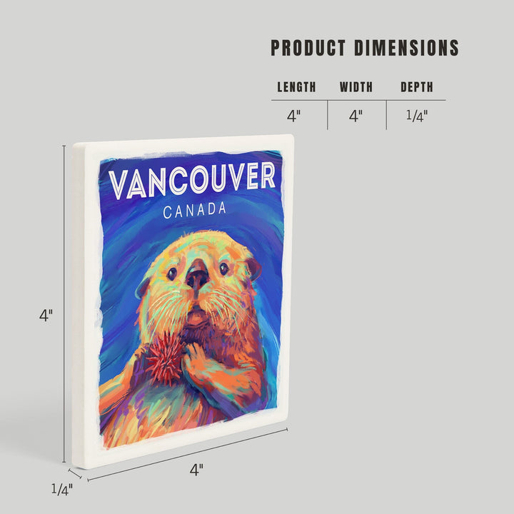 Vancouver, Canada, Sea Otter, Vivid Series, Coasters Coasters Lantern Press 