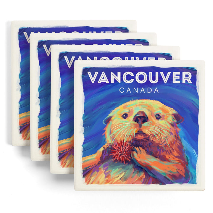 Vancouver, Canada, Sea Otter, Vivid Series, Coasters Coasters Lantern Press 