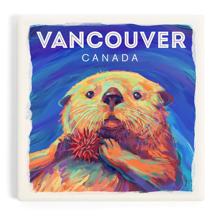 Vancouver, Canada, Sea Otter, Vivid Series, Coasters Coasters Lantern Press 
