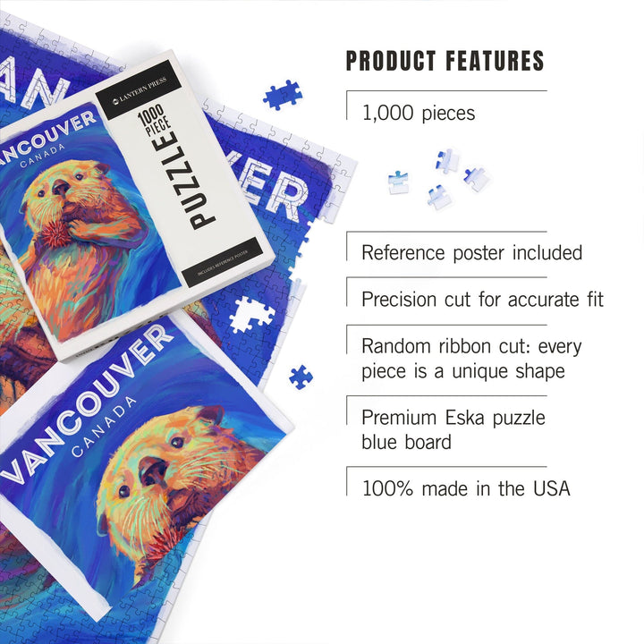 Vancouver, Canada, Sea Otter, Vivid Series, Jigsaw Puzzle Puzzle Lantern Press 