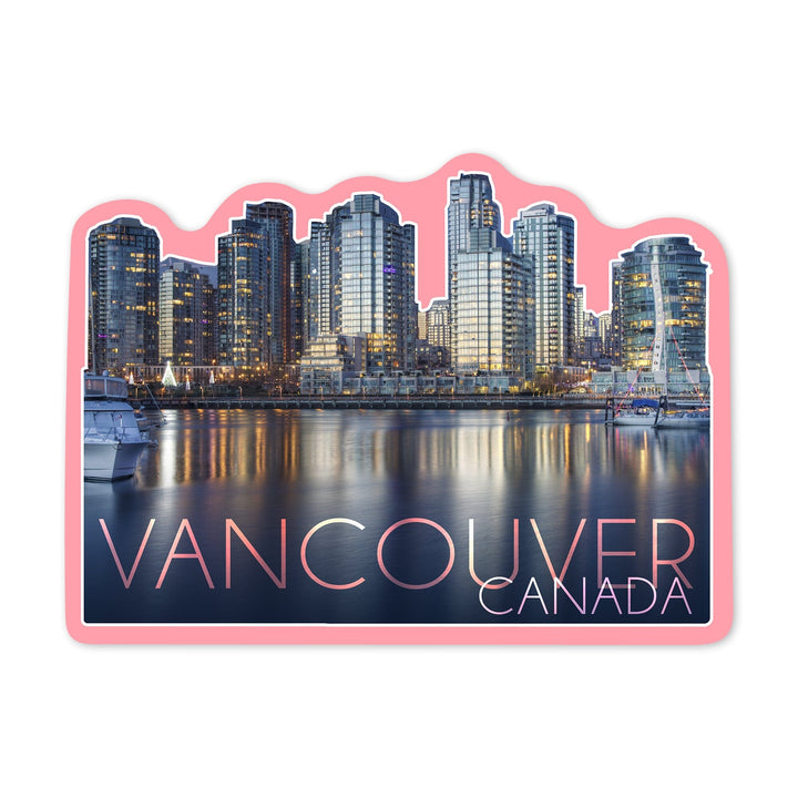 Vancouver, Canada, Skyline, Contour, Vinyl Sticker Sticker Lantern Press 