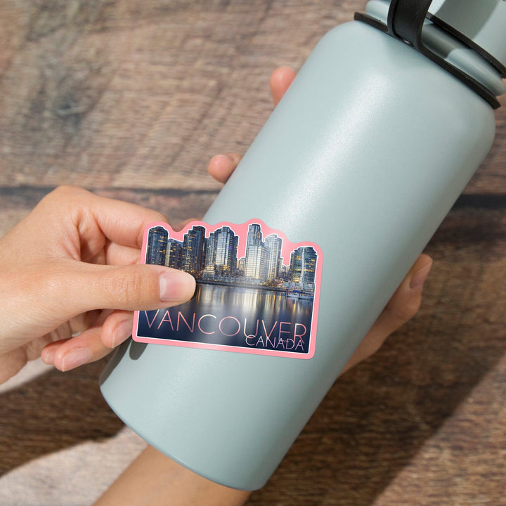 Vancouver, Canada, Skyline, Contour, Vinyl Sticker Sticker Lantern Press 