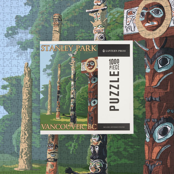 Vancouver, Canada, Stanley Park Totems, Jigsaw Puzzle Puzzle Lantern Press 