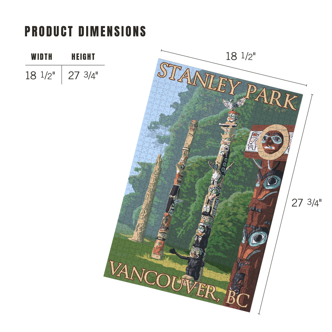 Vancouver, Canada, Stanley Park Totems, Jigsaw Puzzle Puzzle Lantern Press 