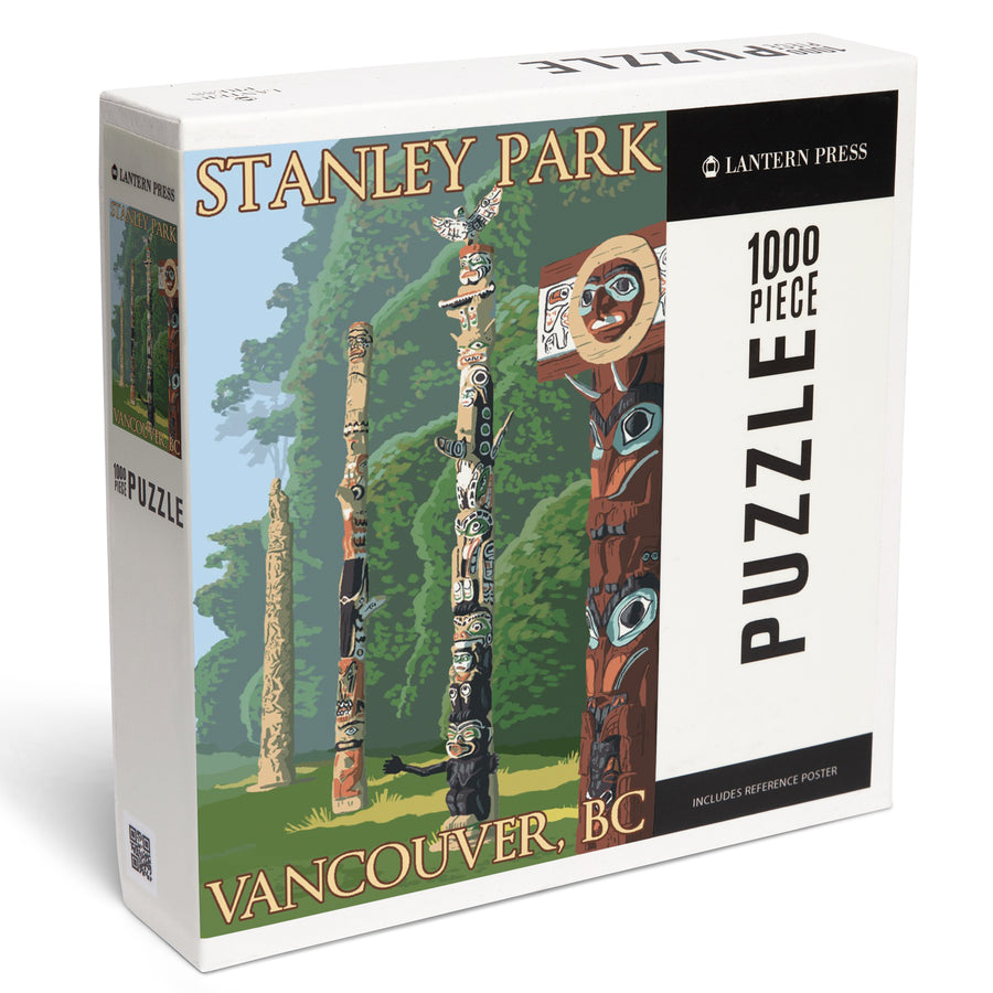 Vancouver, Canada, Stanley Park Totems, Jigsaw Puzzle Puzzle Lantern Press 