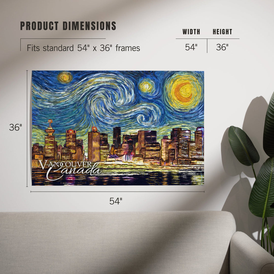 Vancouver, Canada, Starry Night, Art & Giclee Prints Art Lantern Press 