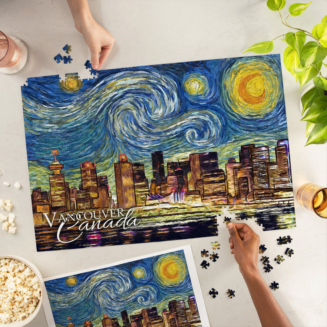 Vancouver, Canada, Starry Night, Jigsaw Puzzle Puzzle Lantern Press 