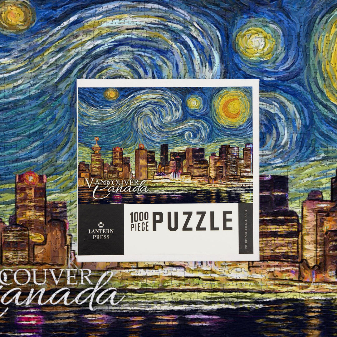 Vancouver, Canada, Starry Night, Jigsaw Puzzle Puzzle Lantern Press 