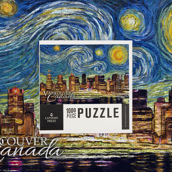 Vancouver, Canada, Starry Night, Jigsaw Puzzle Puzzle Lantern Press 