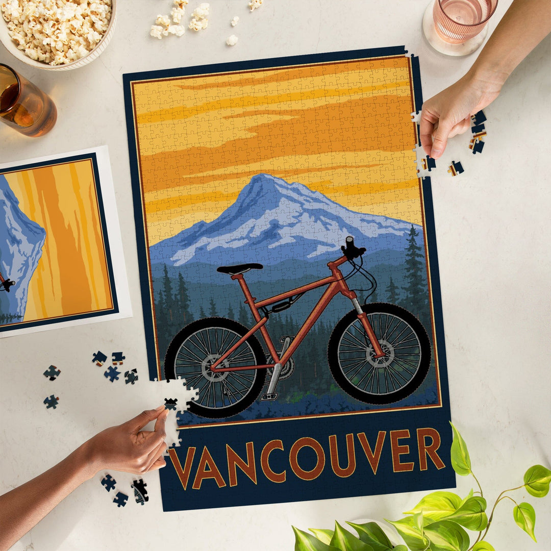 Vancouver, Washington, Mountain Bike Scene, Jigsaw Puzzle Puzzle Lantern Press 