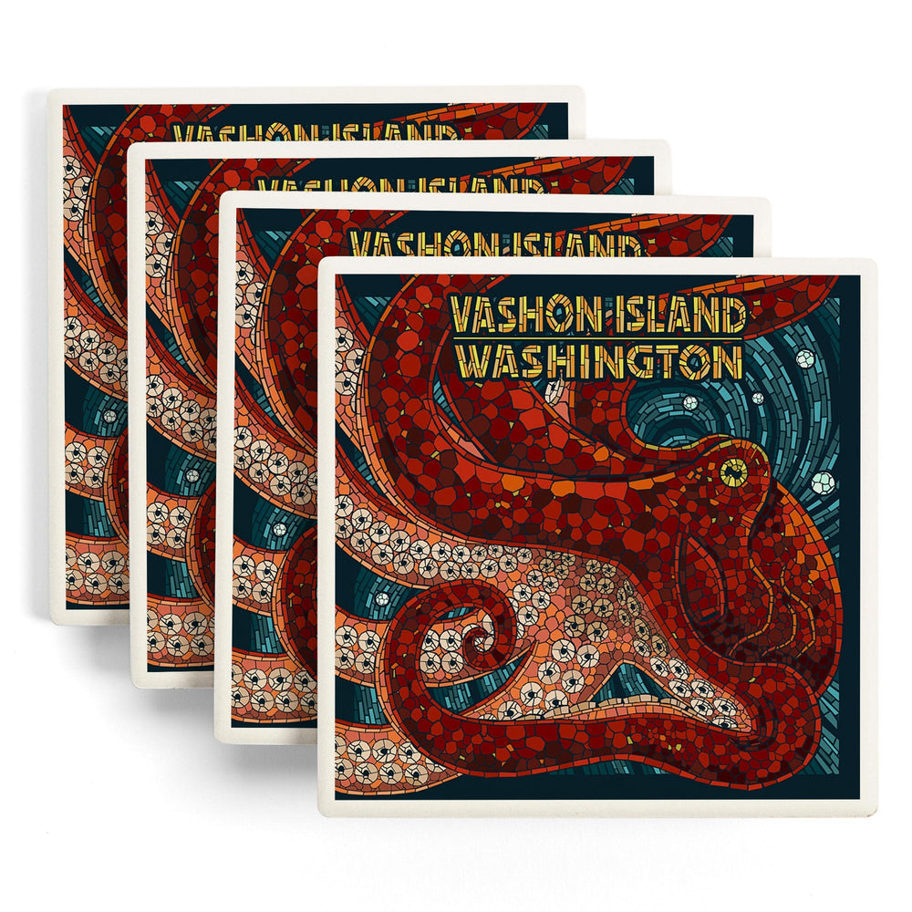Vashon Island, Washington, Octopus Mosaic, Coasters Coasters Lantern Press 