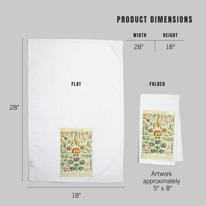 Vegetables, A, Vintage Bookplate, Adolphe Millot Artwork, Organic Cotton Kitchen Tea Towels Kitchen Lantern Press 