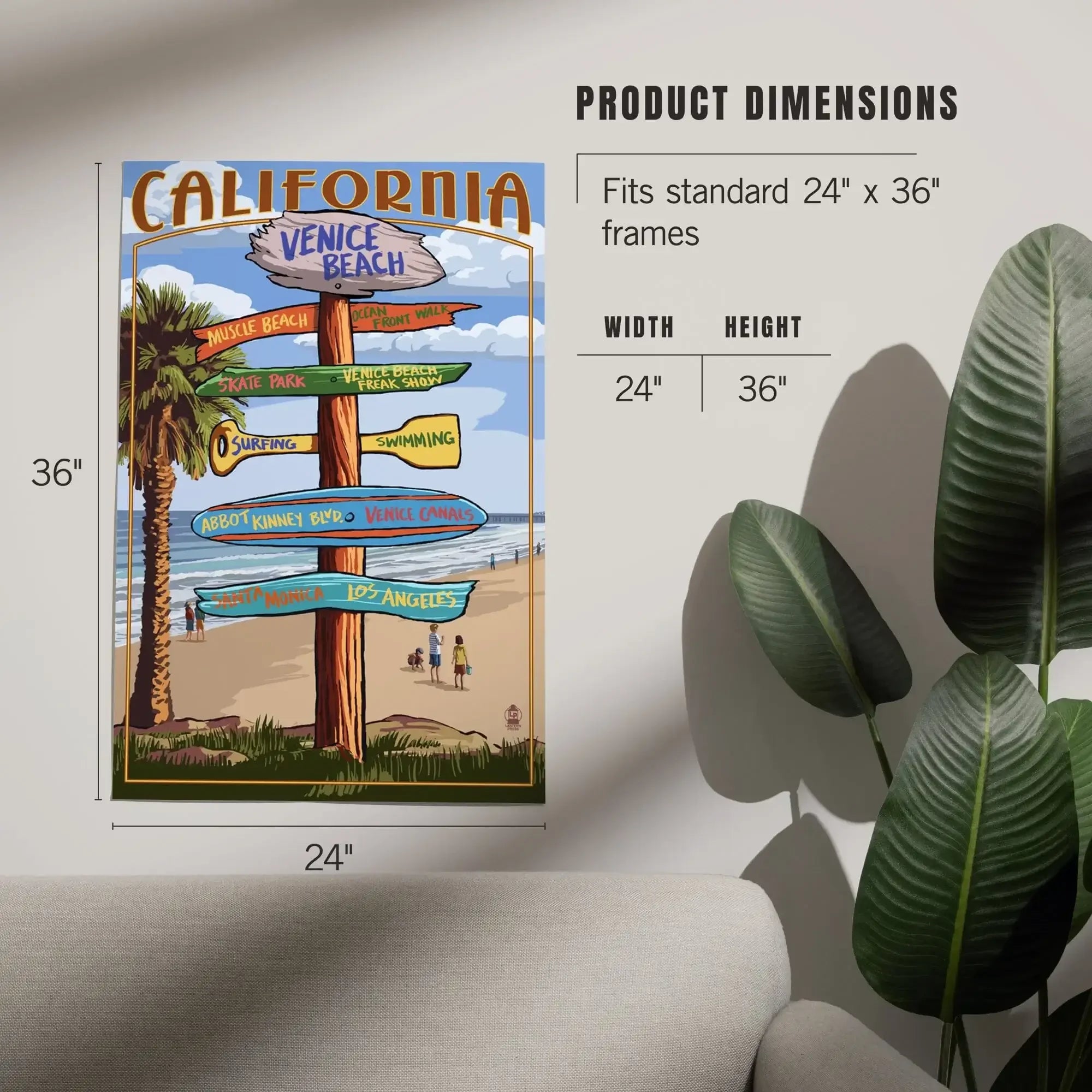 Venice Beach, California, Destinations Sign art prints, metal