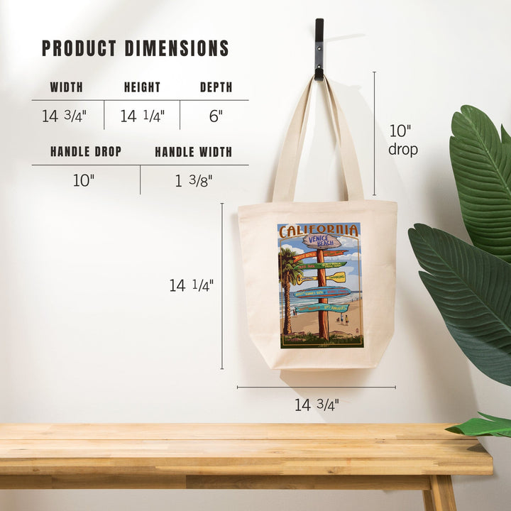 Venice Beach, California, Destinations Sign, Tote Bag Totes Lantern Press 