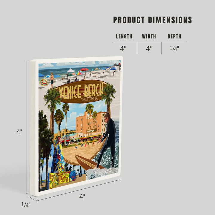Venice Beach, California, Montage Scenes, Coasters Coasters Lantern Press 