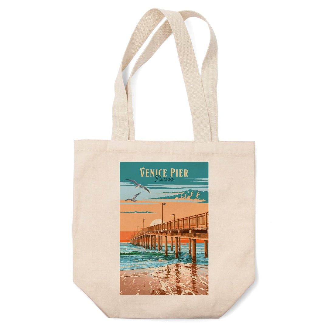 Venice, Florida, Painterly Pier, Tote Bag Totes Lantern Press 