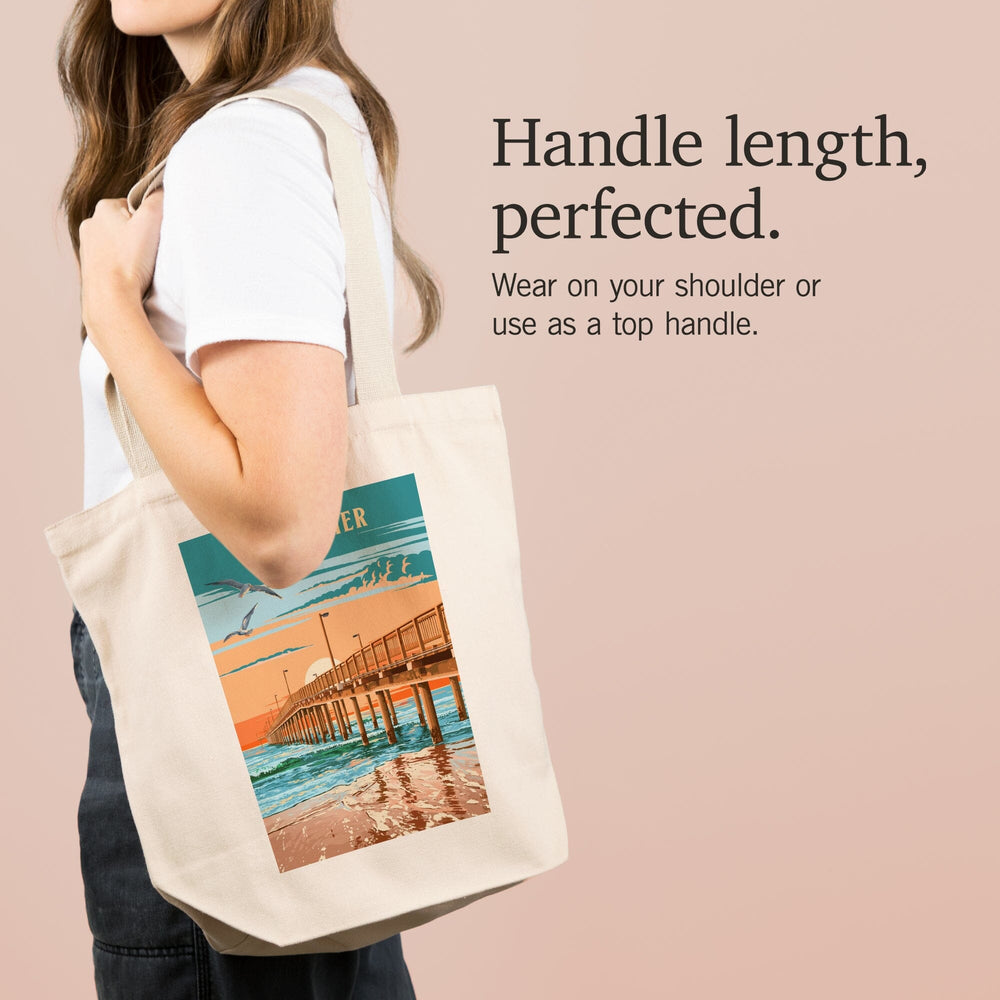 Venice, Florida, Painterly Pier, Tote Bag Totes Lantern Press 