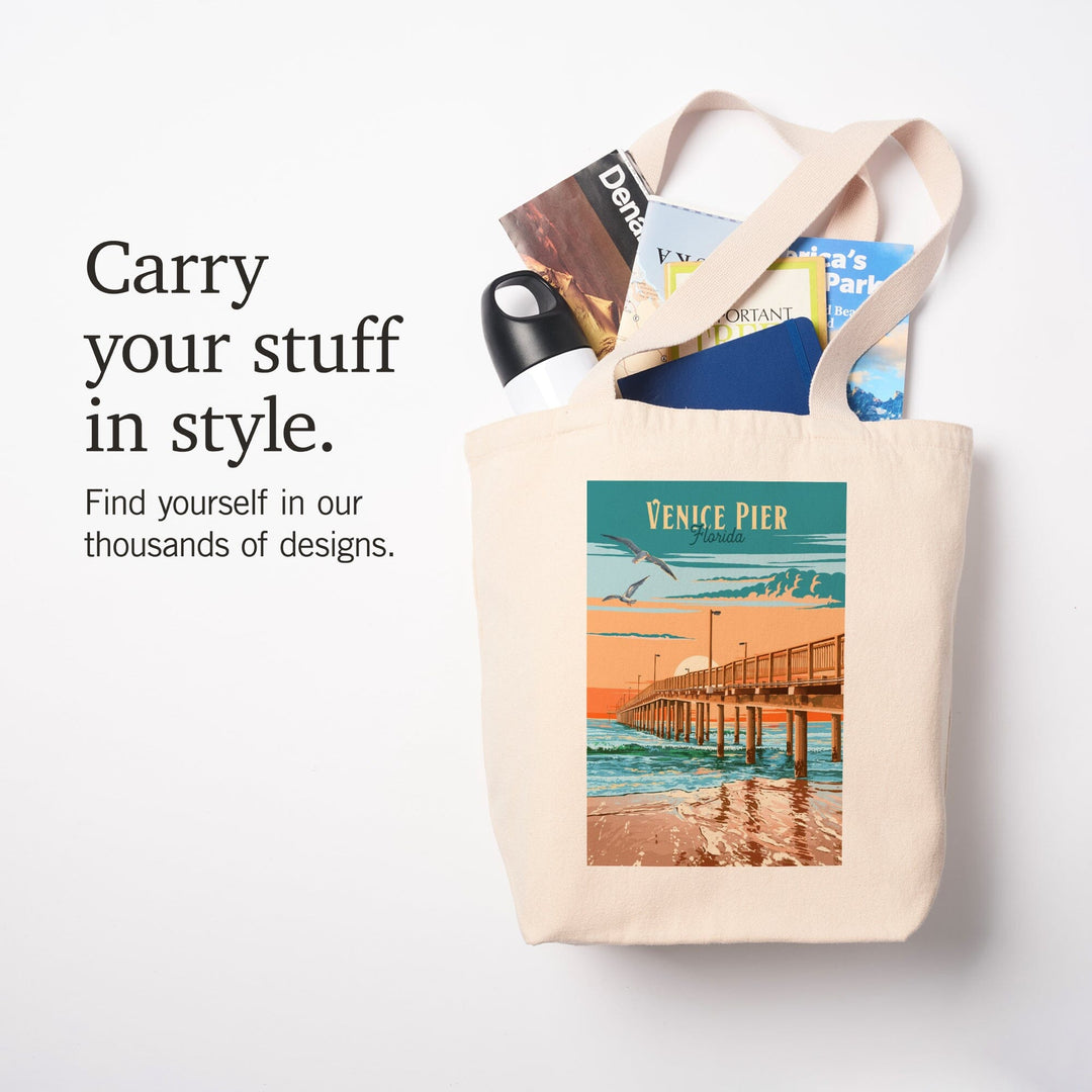 Venice, Florida, Painterly Pier, Tote Bag Totes Lantern Press 