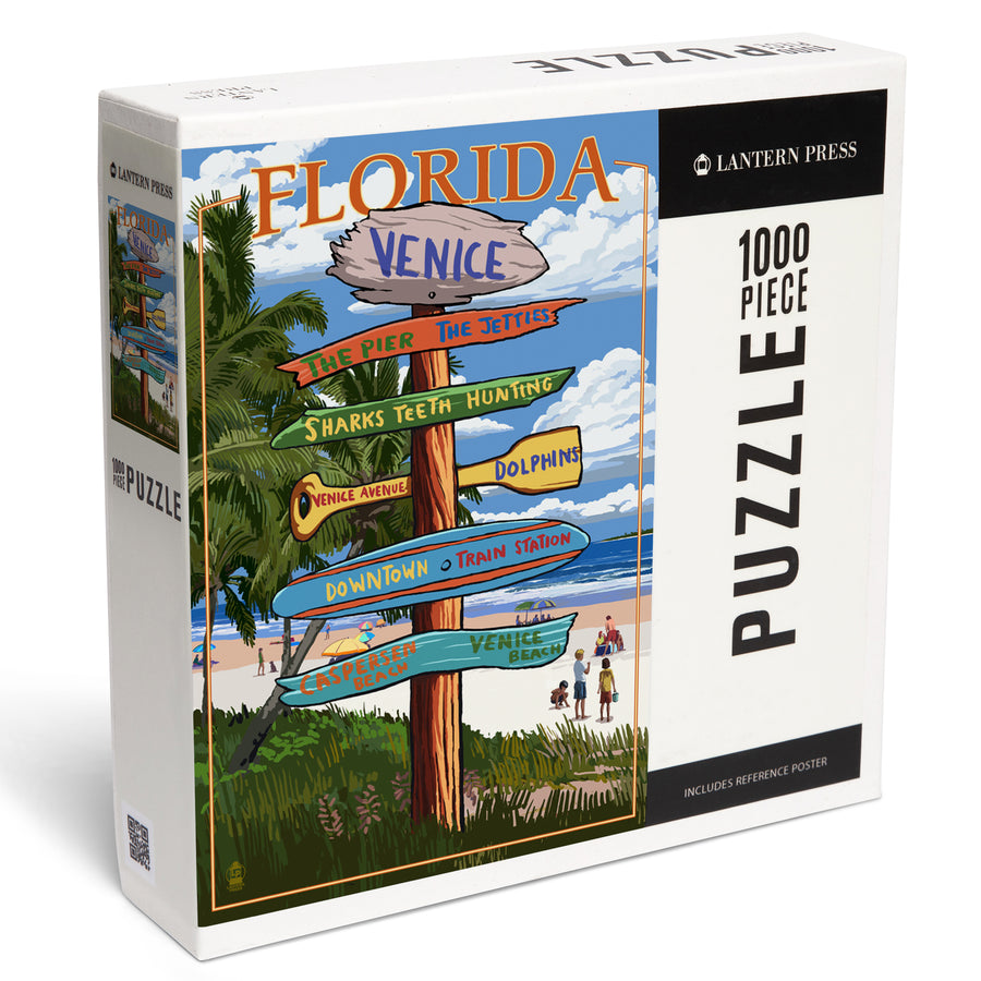 Venice, Florida, Sign Post, Jigsaw Puzzle Puzzle Lantern Press 