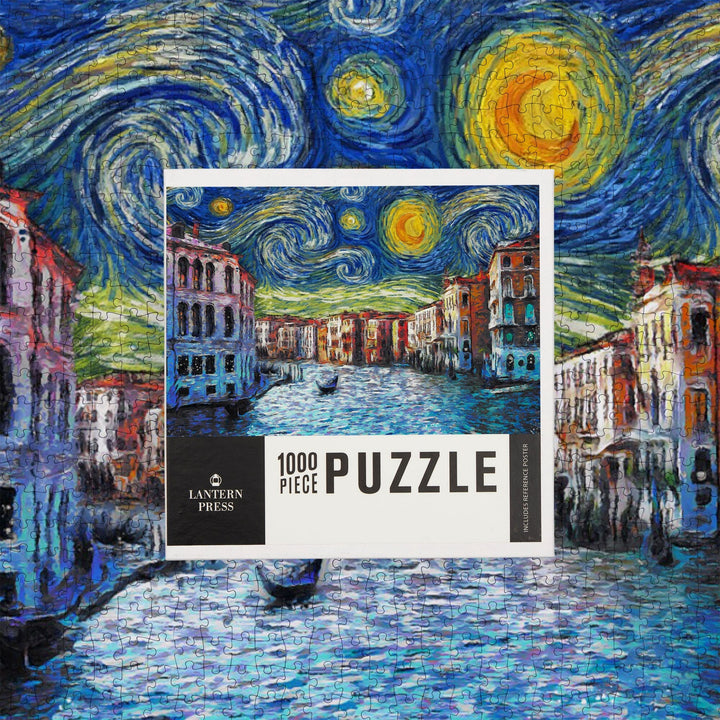 Venice, Italy, Starry Night, Van Gogh, Jigsaw Puzzle Puzzle Lantern Press 