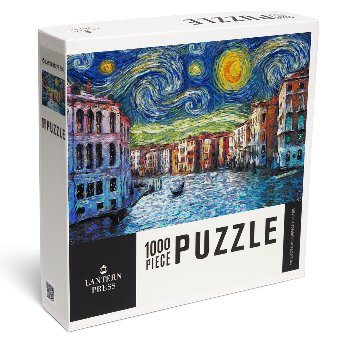 Venice, Italy, Starry Night, Van Gogh, Jigsaw Puzzle Puzzle Lantern Press 