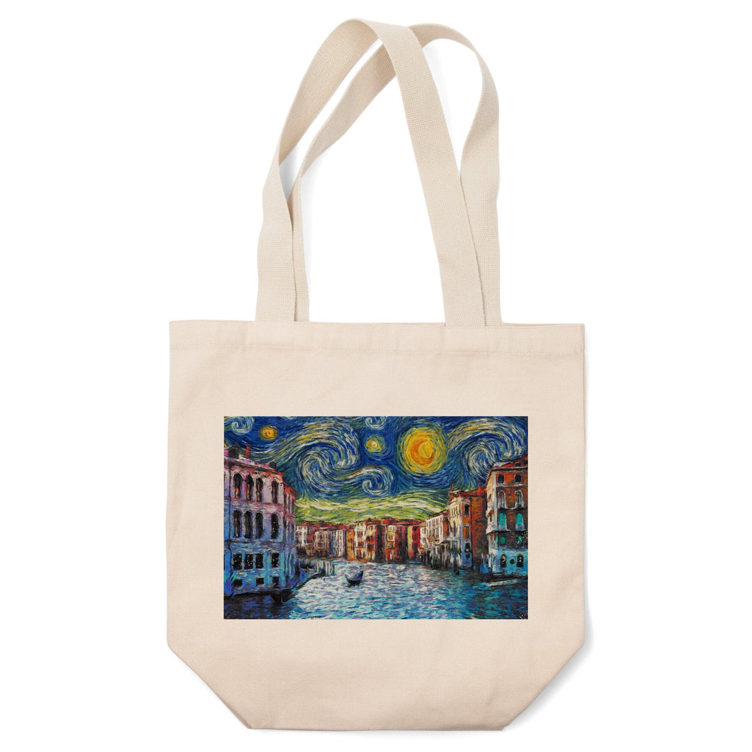 Venice, Italy, Starry Night, Van Gogh, Lantern Press Artwork, Tote Bag Totes Lantern Press 