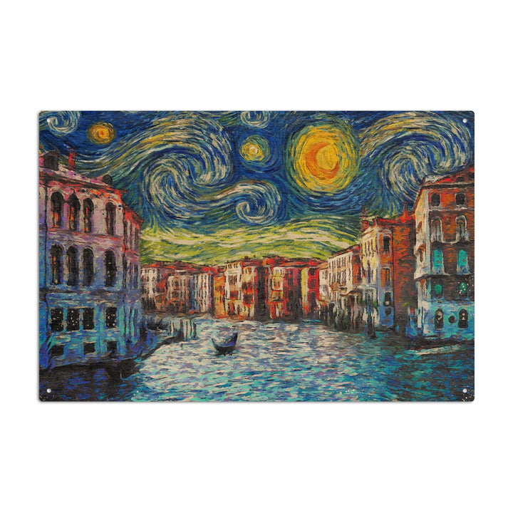 Venice, Italy, Starry Night, Van Gogh, Lantern Press Artwork, Wood Signs and Postcards Wood Lantern Press 10 x 15 Wood Sign 