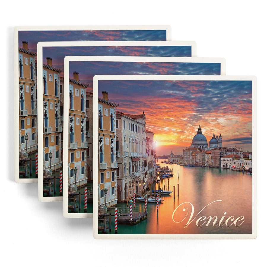 Venice, Italy, Sunrise, Coaster Set Coasters Lantern Press 