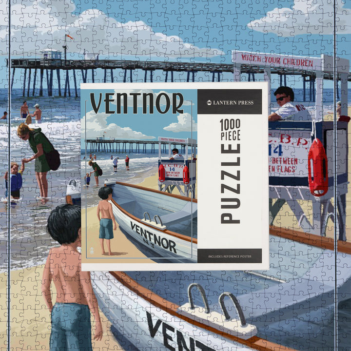 Ventnor, New Jersey, Lifeguard Stand, Jigsaw Puzzle Puzzle Lantern Press 