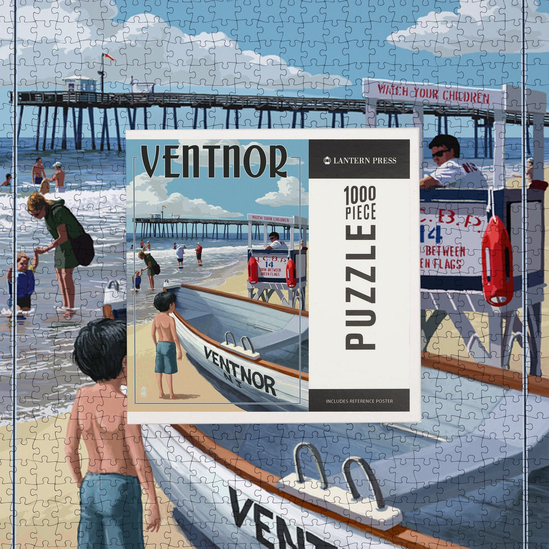 Ventnor, New Jersey, Lifeguard Stand, Jigsaw Puzzle Puzzle Lantern Press 