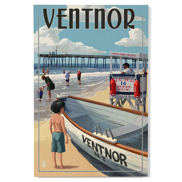 Ventnor, New Jersey, Lifeguard Stand, Lantern Press Artwork, Wood Signs and Postcards Wood Lantern Press 