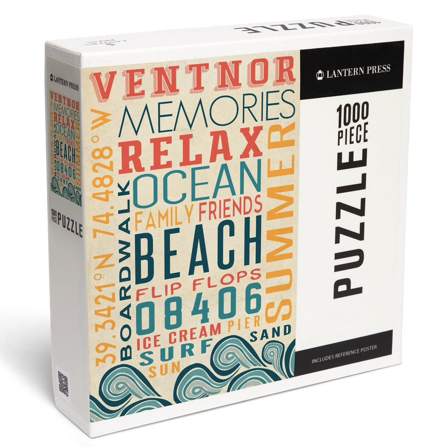 Ventnor, New Jersey, Typography, Jigsaw Puzzle Puzzle Lantern Press 