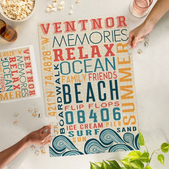 Ventnor, New Jersey, Typography, Jigsaw Puzzle Puzzle Lantern Press 