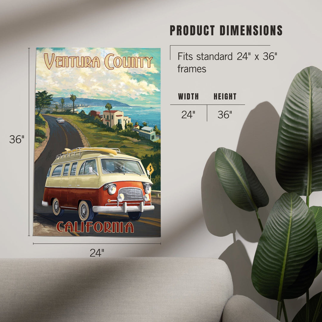 Ventura, California, Camper Van, Art & Giclee Prints Art Lantern Press 