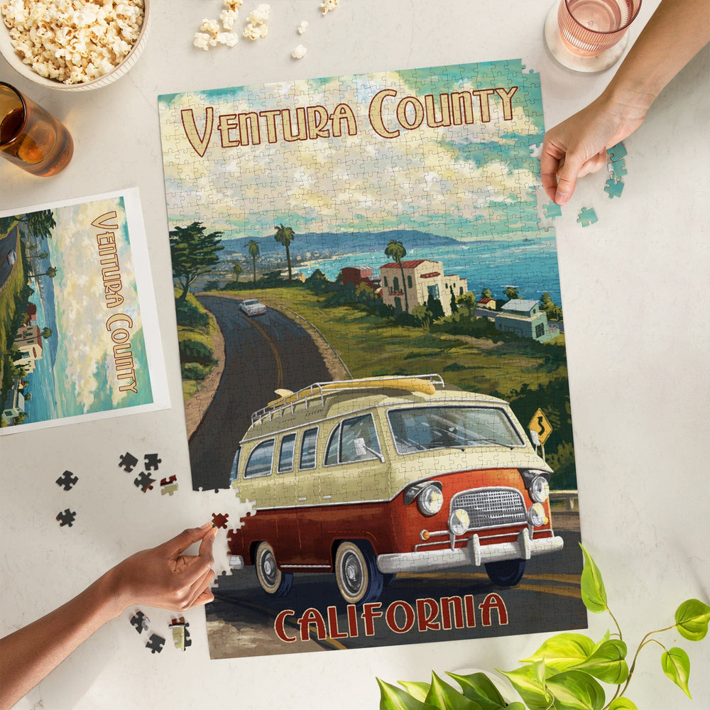 Ventura, California, Camper Van, Jigsaw Puzzle Puzzle Lantern Press 