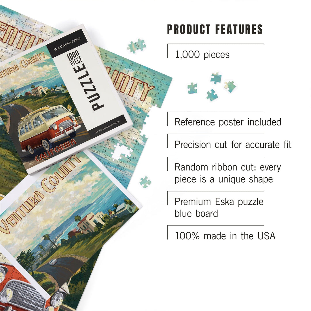 Ventura, California, Camper Van, Jigsaw Puzzle Puzzle Lantern Press 