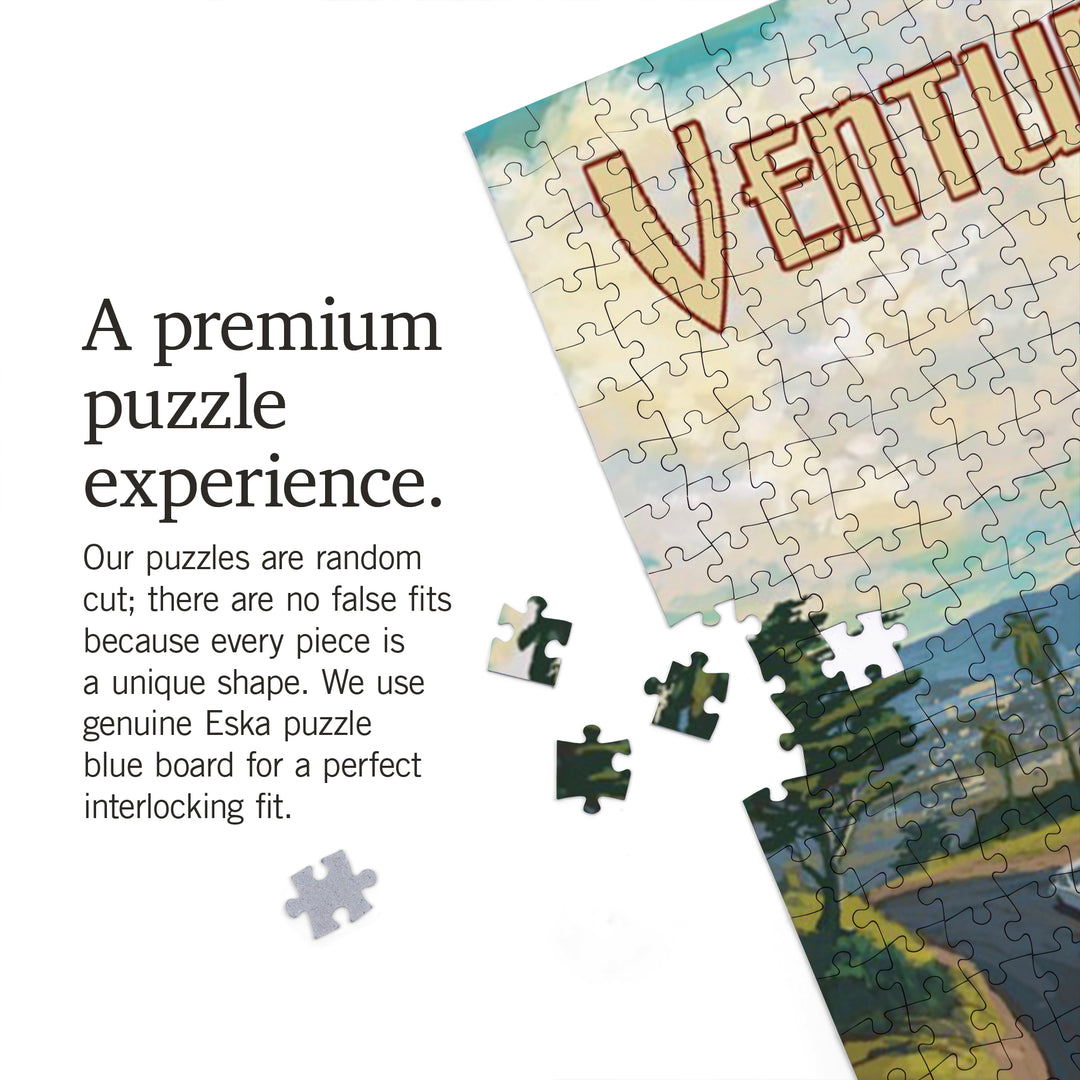 Ventura, California, Camper Van, Jigsaw Puzzle Puzzle Lantern Press 