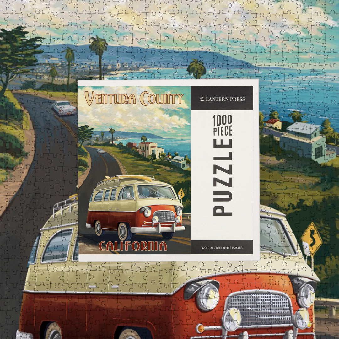Ventura, California, Camper Van, Jigsaw Puzzle Puzzle Lantern Press 