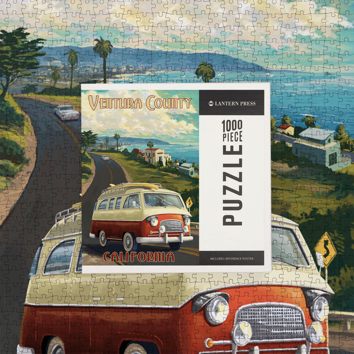 Ventura, California, Camper Van, Jigsaw Puzzle Puzzle Lantern Press 