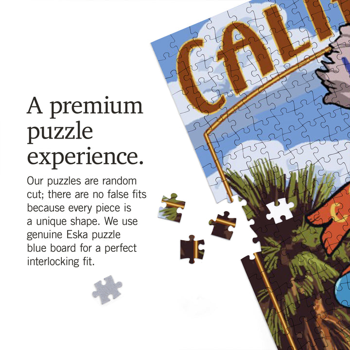 Ventura, California, Destination Sign, Kids with Kite, Jigsaw Puzzle Puzzle Lantern Press 