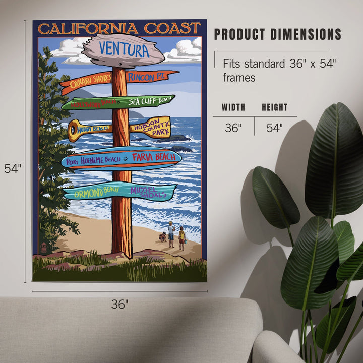 Ventura, California, Destinations Sign, Art & Giclee Prints Art Lantern Press 