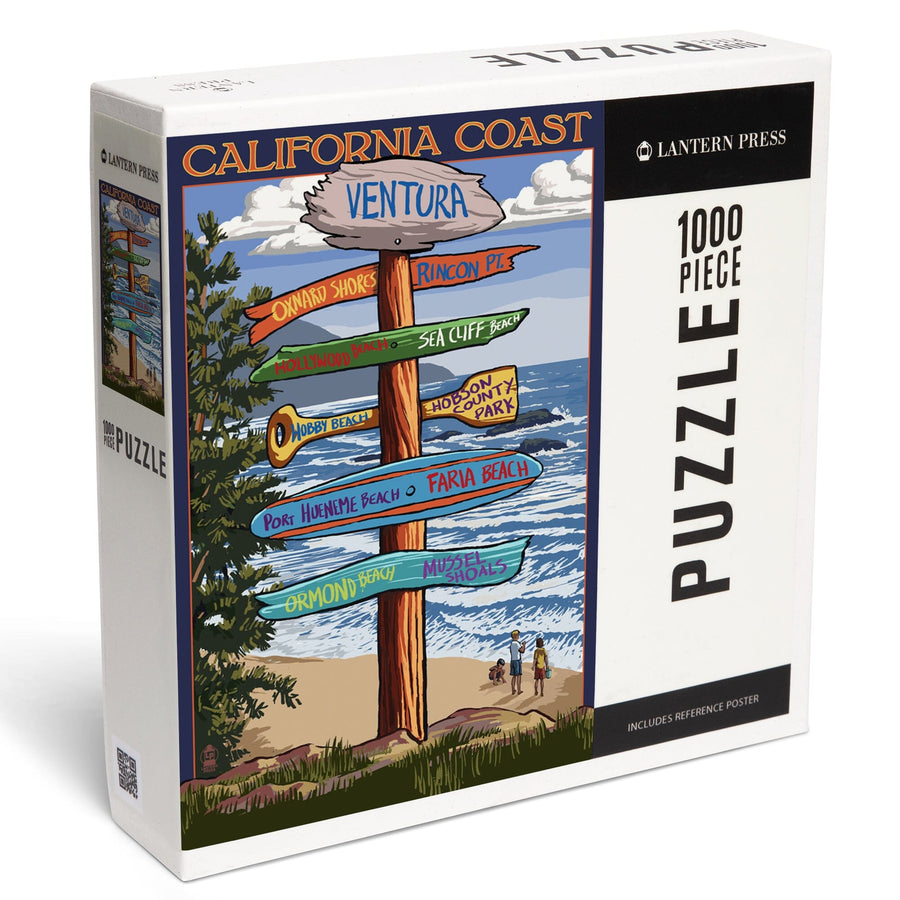 Ventura, California, Destinations Sign, Jigsaw Puzzle Puzzle Lantern Press 