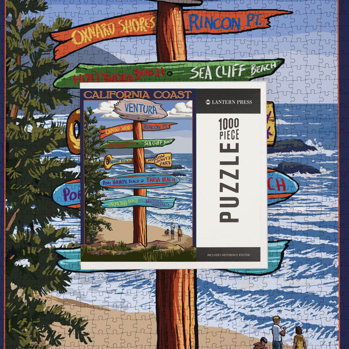 Ventura, California, Destinations Sign, Jigsaw Puzzle Puzzle Lantern Press 