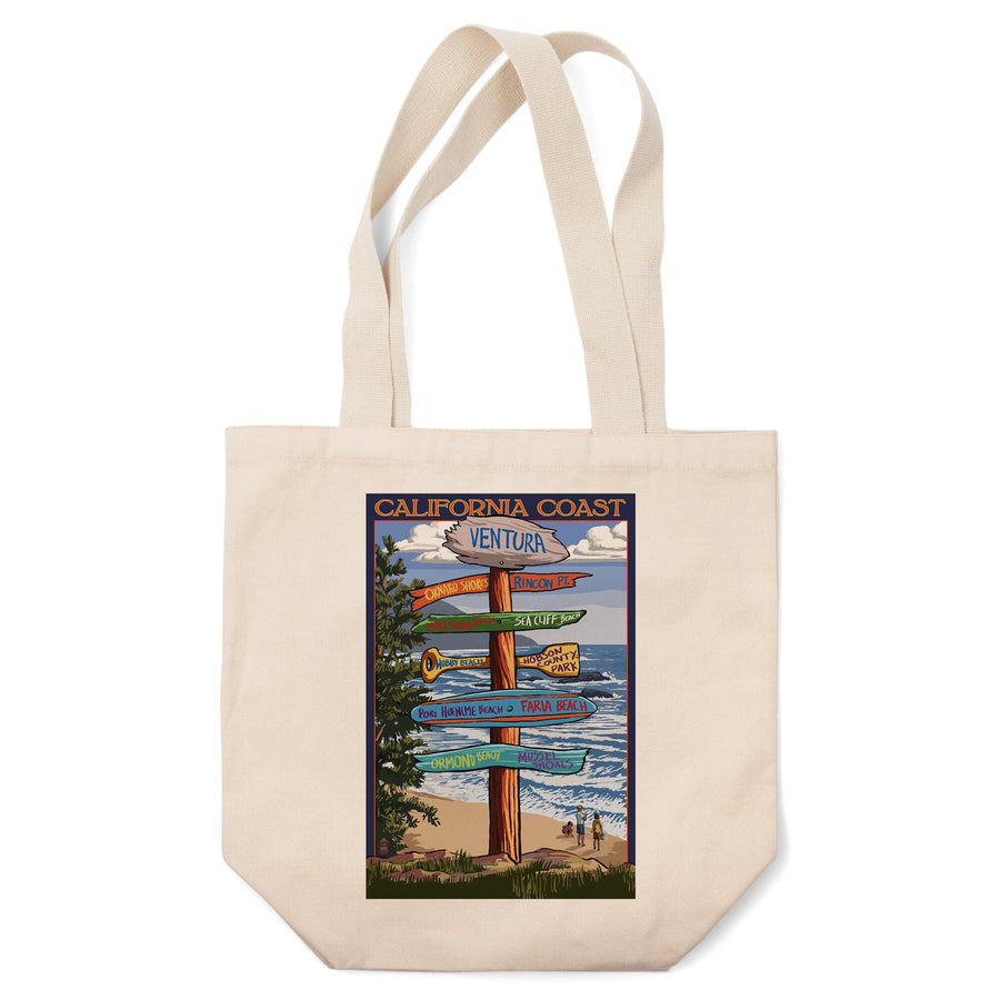 Ventura, California, Destinations Sign, Tote Bag Totes Lantern Press 
