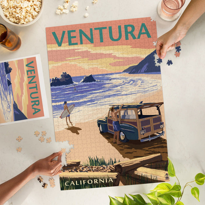 Ventura, California, Woody On The Beach, Jigsaw Puzzle Puzzle Lantern Press 