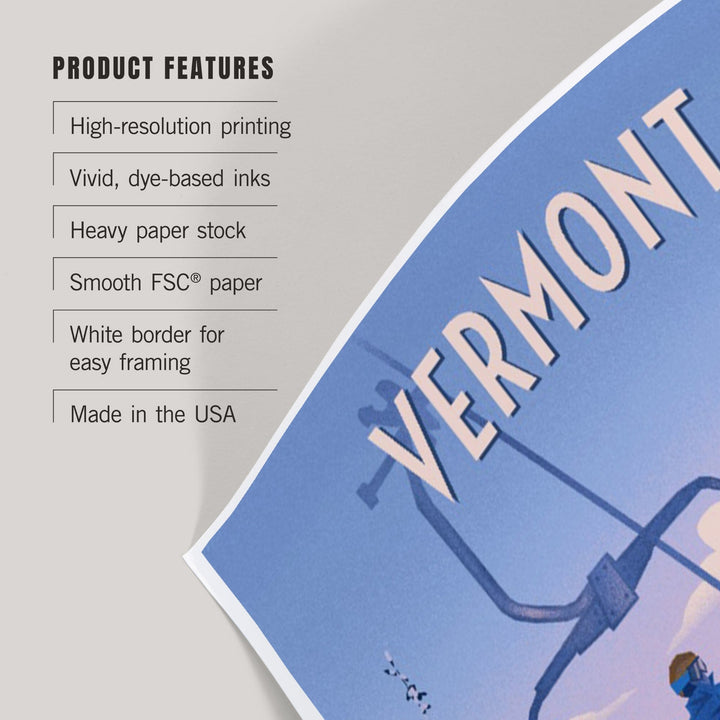 Vermont, Chill on the Uphill, Ski Lift, Art & Giclee Prints Art Lantern Press 